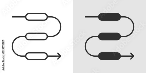 Process Flow Icon representing workflow sequences, step-by-step operations, system processes, and structured business procedures.