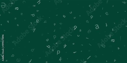 Falling letters of English language. Chalk handdrawn flying words of Latin alphabet. Foreign languages study concept. Alive back to school banner on blackboard background.