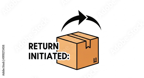 Return Initiated Shipping Box with Arrow Icon.
