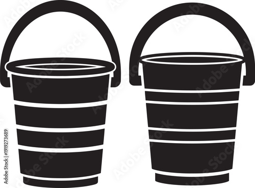 Pair of buckets silhouette with horizontal lines