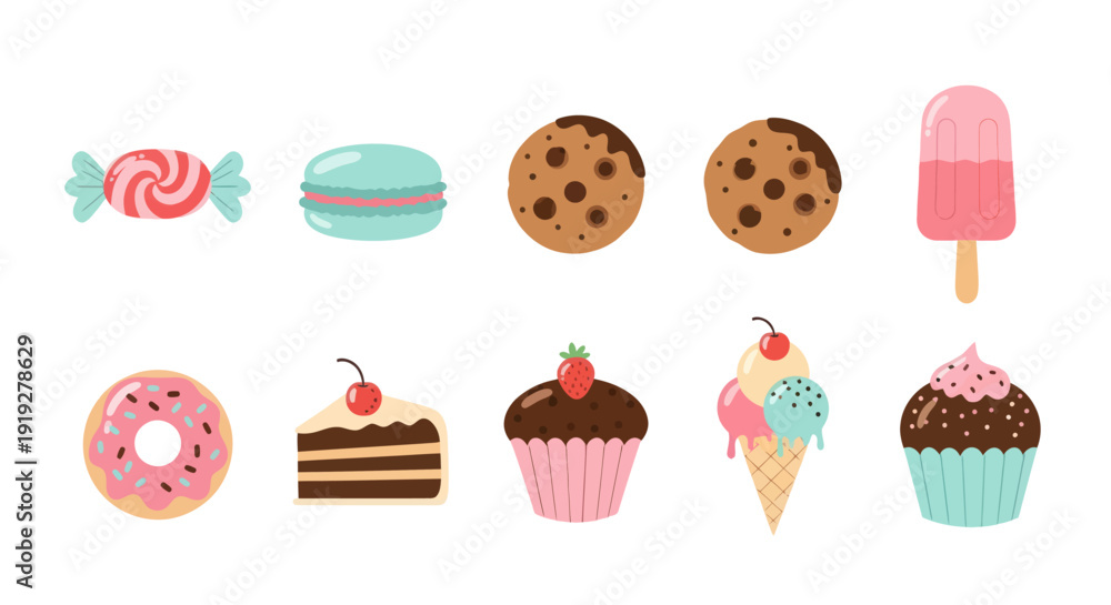Φωτογραφία Colorful dessert assortment illustration