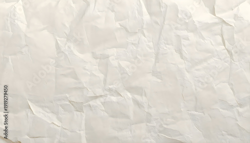 White crumpled paper texture background with realistic wrinkles