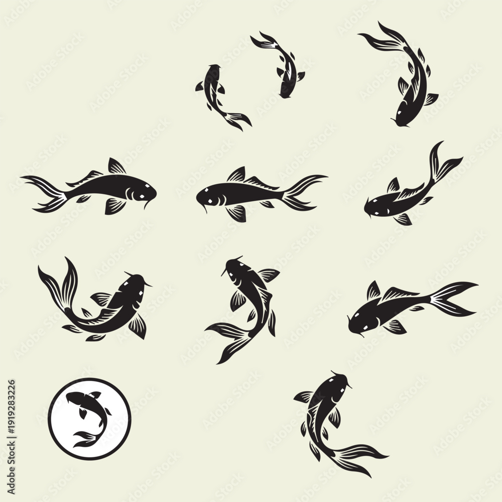 Ταπετσαρία Black and white silhouette vector set of Chinese zodiac animals and flying birds