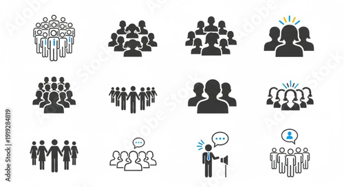 Collection of diverse people icons representing teamwork and community.