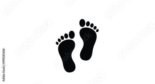 Simple black footprints on a white background a stark silhouette