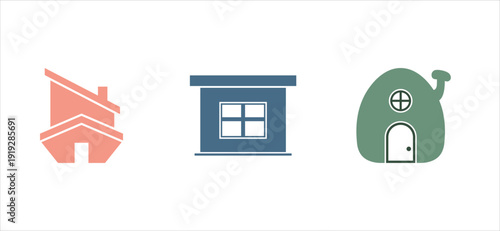 A set of colorful house icons in a modern editable vector file format for real estate and architecture designs