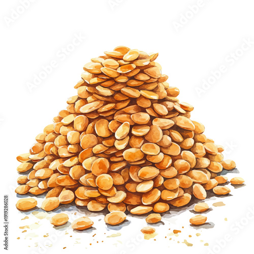 Lentils, playful watercolor vector depicting lively antics and expressive gestures, isolated on a white background.