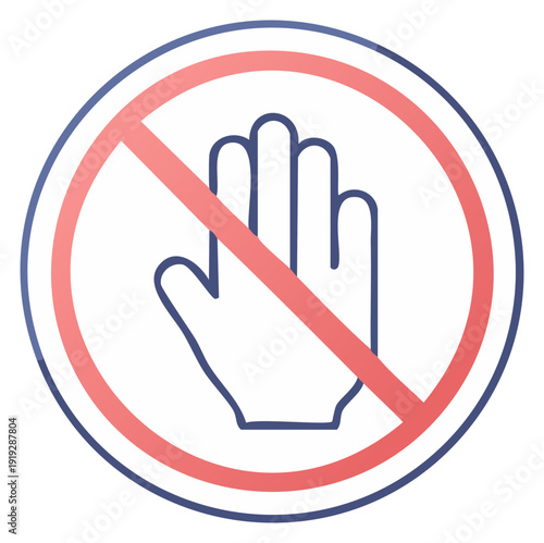 Do Not Touch Illustration Gradient Sign Red Line Through Hand Circle Prohibited Restriction
