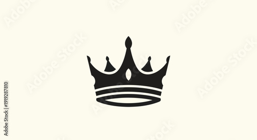 Elegant black crown logo on cream background