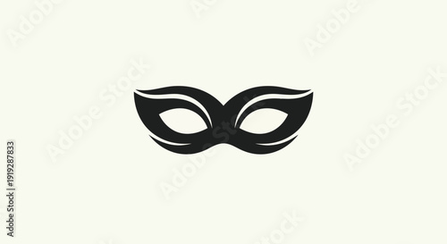 Elegant black mask symbol on light background