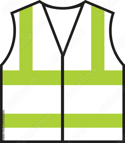 High visibility safety vest yellow green reflective stripes isolated on transparent background protective workwear for construction workers vector illustration