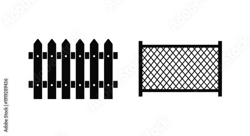 Black fence designs featuring picket and lattice styles a graphic silhouette