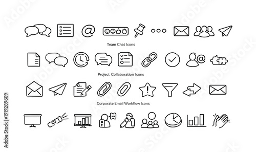 Business and finance outline icon set. Accounting, investment, banking icons collection