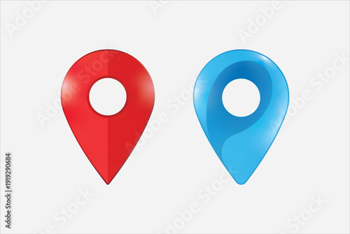 A graphic designer creating an editable vector file of colorful map pin icons for a website or application