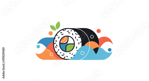 Sushi roll illustration with colorful design