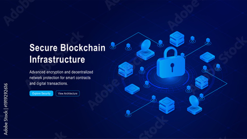 Blockchain Security Network Architecture Isometric Concept