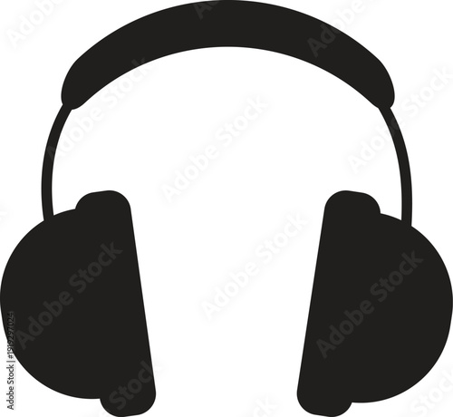 Black silhouette hearing protection earmuffs icon vector illustration representing noise reduction gear for industrial workers and hearing safety equipment in loud environments for ear security