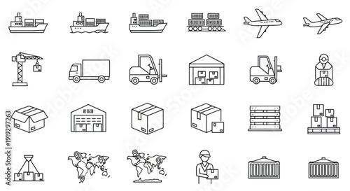 Collection of Logistics and Shipping Icons Vector Illustration.