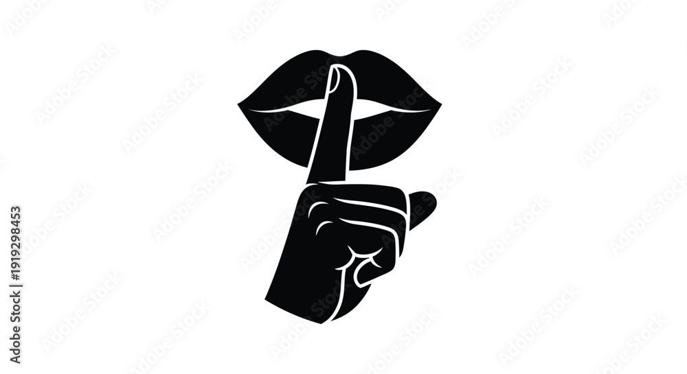 Φωτογραφία Black lips and a finger to the mouth a quiet request silhouette