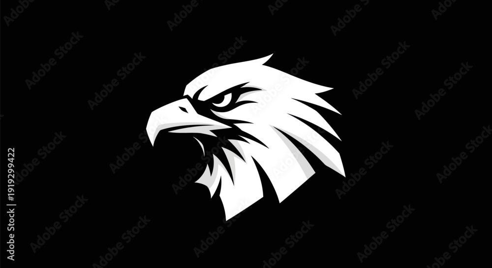 Obraz premium Eagle head silhouette on black background