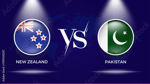 new zealand vs pakistan flag and world map use for t20 cricket world cup 2026 template banner design.