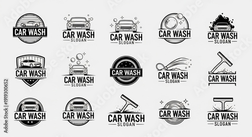 Collection of Car Wash Service Logos and Emblems.