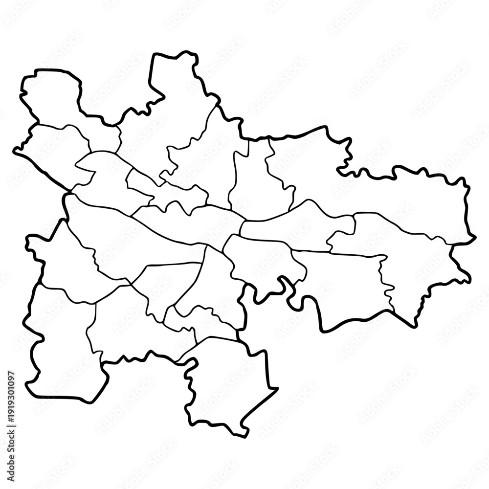 Obraz premium Glasgow map illustration hand drawn outline vector