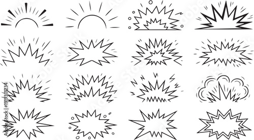explosion burst vector pack impact effects radial lines lightning bolt