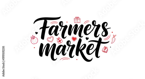 Farmers market typography illustration