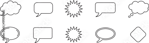 bubble vector speech and thought balloon shapes set