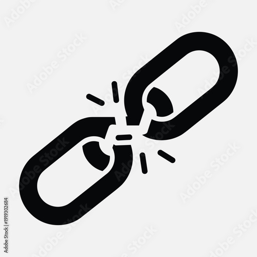 Broken chain link symbolizing freedom and disruption