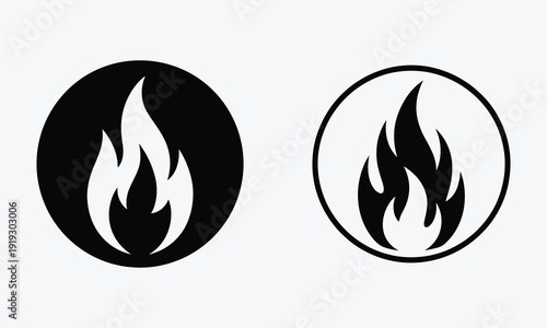 Modern flame icons in black and white for business branding