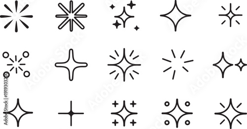 sparkle vector icons grid minimalist starburst symbols for design uses