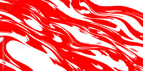 Abstract red and white paint background featuring a seamless tribal wave pattern with fire flame textures and zebra animal print lines in a vector art illustration style