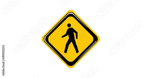 Pedestrian Crossing Warning Sign Yellow Diamond Road Safety Symbol