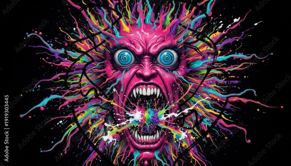 Fototapeta premium Colorful Abstract Explosion of Emotion with Vivid Elements and Intense Features