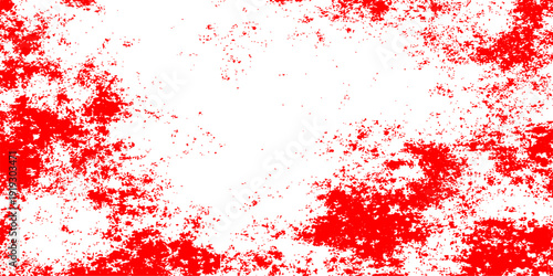 Red grunge texture background featuring blood red paint splashes and ink splatters in a vector illustration design with artistic drips and dirty spray stains for a decorative wallpaper backdrop
