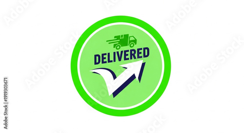 Green delivered icon with truck and arrow symbol.