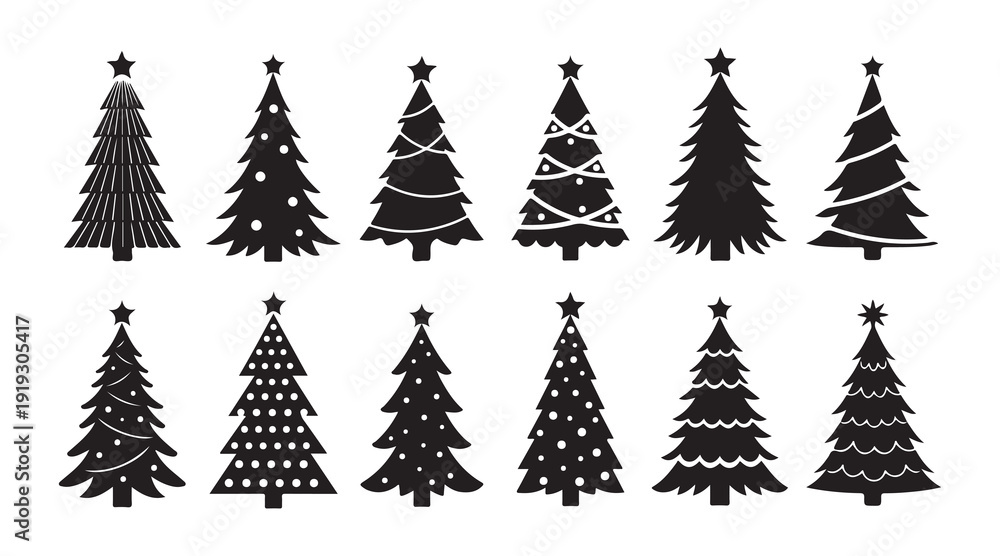 Obraz premium christmas trees set