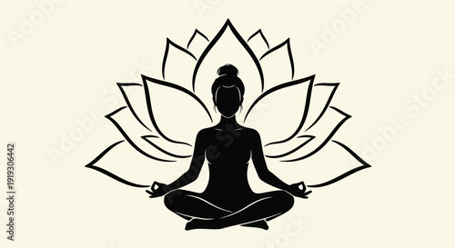 Silhouette of a person meditating in a lotus pose.