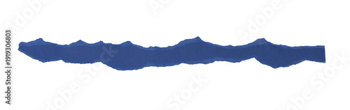Fotografie Un morceau de papier brut, en forme de bande, de couleur bleu, déchiré et isolé, au format png transparent