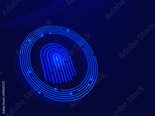 Advanced fingerprint recognition system for cybersecurity, cyber protection and personal privacy verification vector.