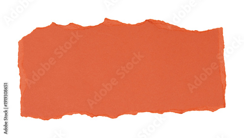 Fotografia Un morceau de papier brut, de forme rectangle, de couleur orange, déchiré et isolé, au format png transparent