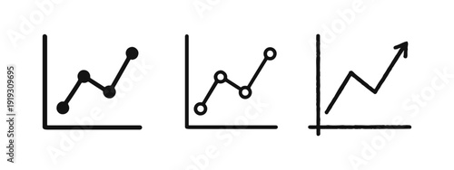 Line Graph with Upward Trend Icon Set for Growth, Statistics, and Business Analytics.