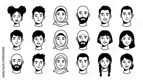 Minimal Hand Drawn Portraits – Community Avatar Faces Collection