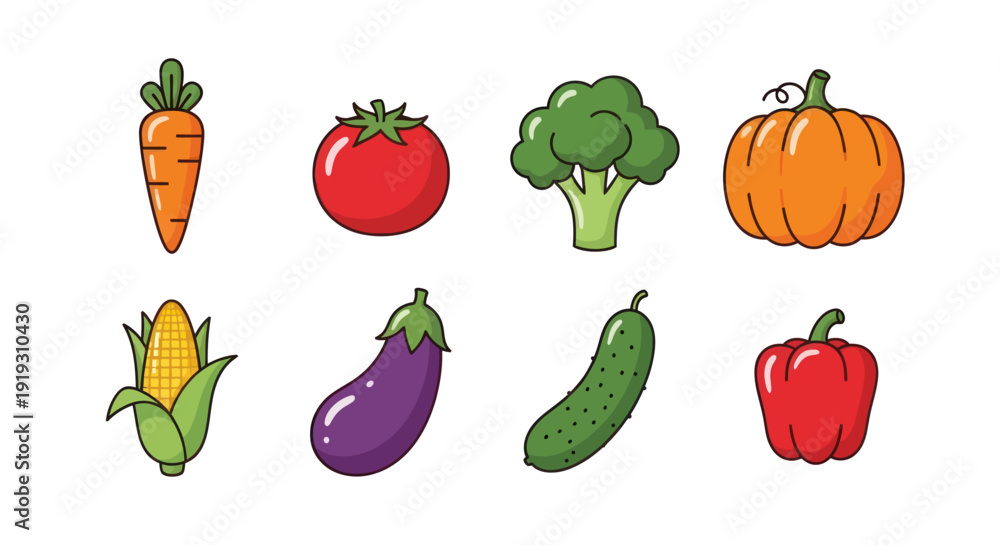 Fototapeta premium Colorful vegetables illustration on white