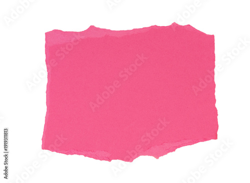 Obraz na plátně Un morceau de papier brut, de forme carré, de couleur rose et déchiré, déchiré et isolé, au format png transparent