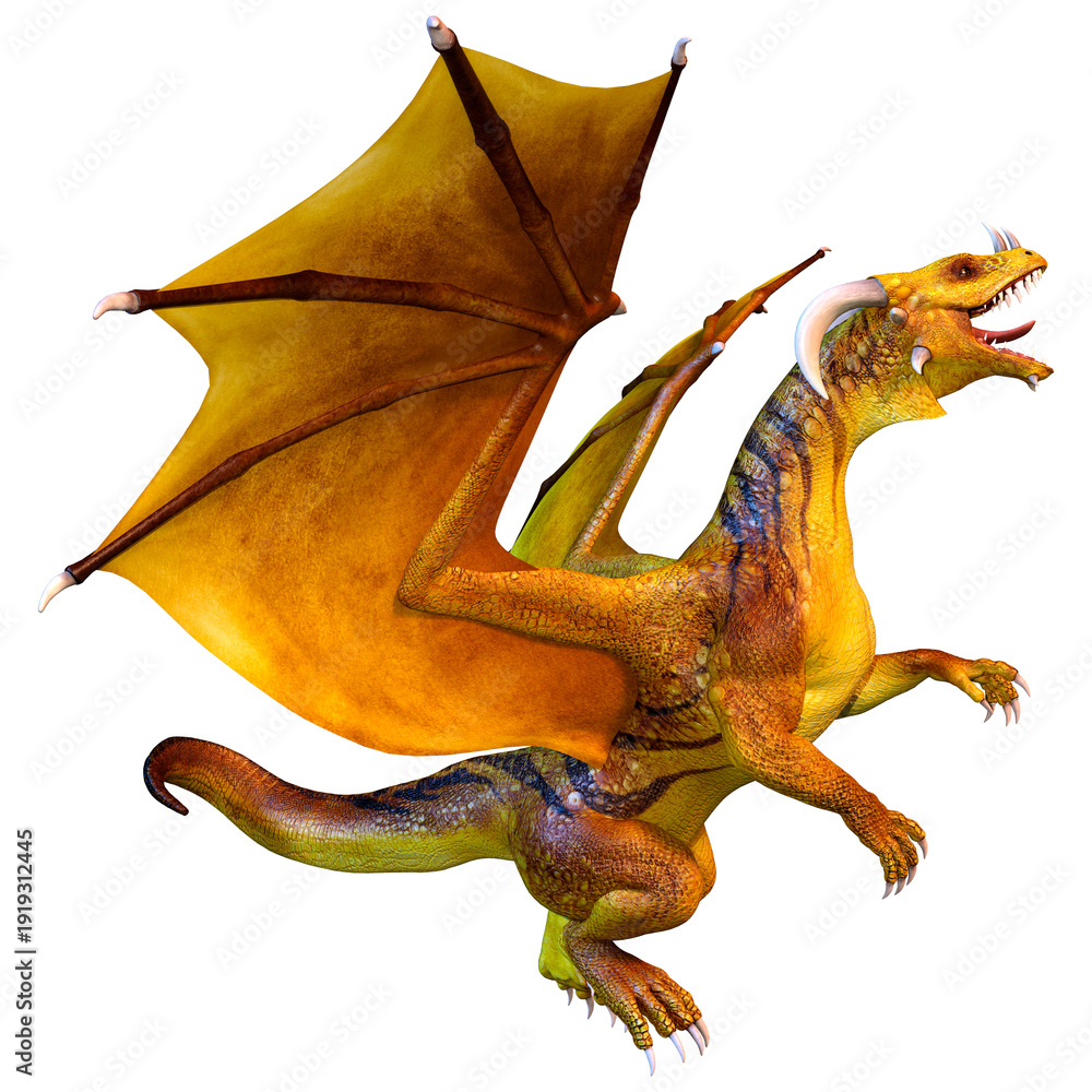 Fototapeta premium 3D Rendering Fairy Tale Dragon on White