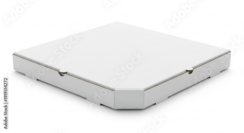 Cardboard pizza box for food delivery service and restaurant takeout branding.