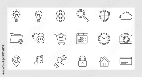 Collection of hand-drawn icons representing various concepts and services.